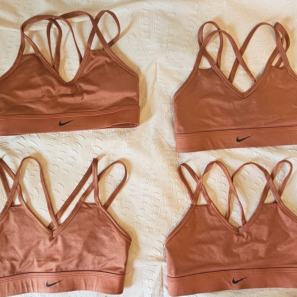 Lot 4 Women Nike DriFit Small Strappy Shimmer Copper Sportsbras